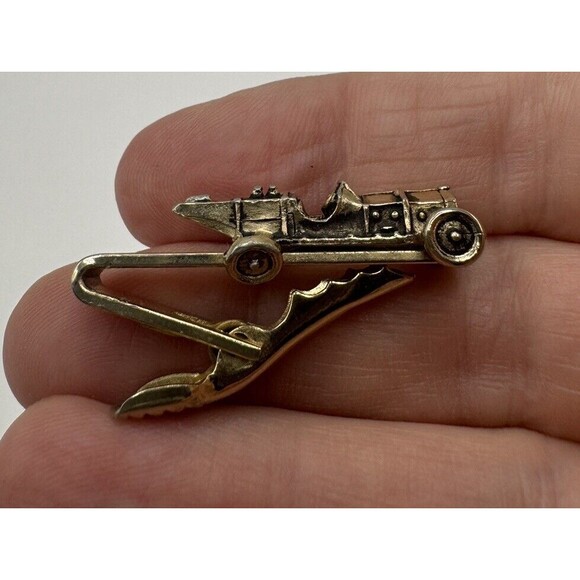 Balfour Roadster Car Tie Clip Goldtone Vintage Signed - Picture 3 of 8